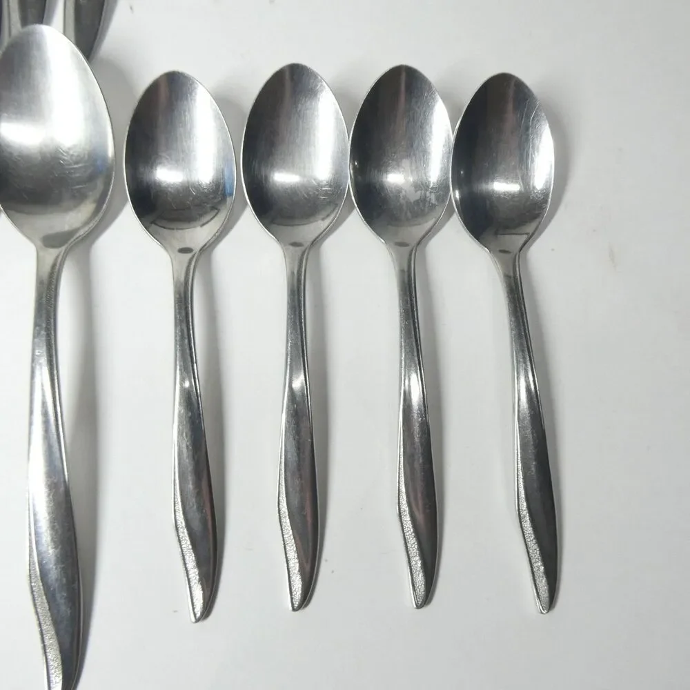 Imperial IMI50 Textured Stainless Flatware Lot Vintage 15pcs MCM